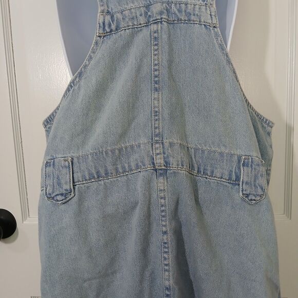 Free People We The Free Denim Pinafore Dress Light Wash Button Front Mini Large - Picture 12 of 16